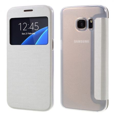 Кожен калъф с прозорец за Samsung Galaxy S7 G930